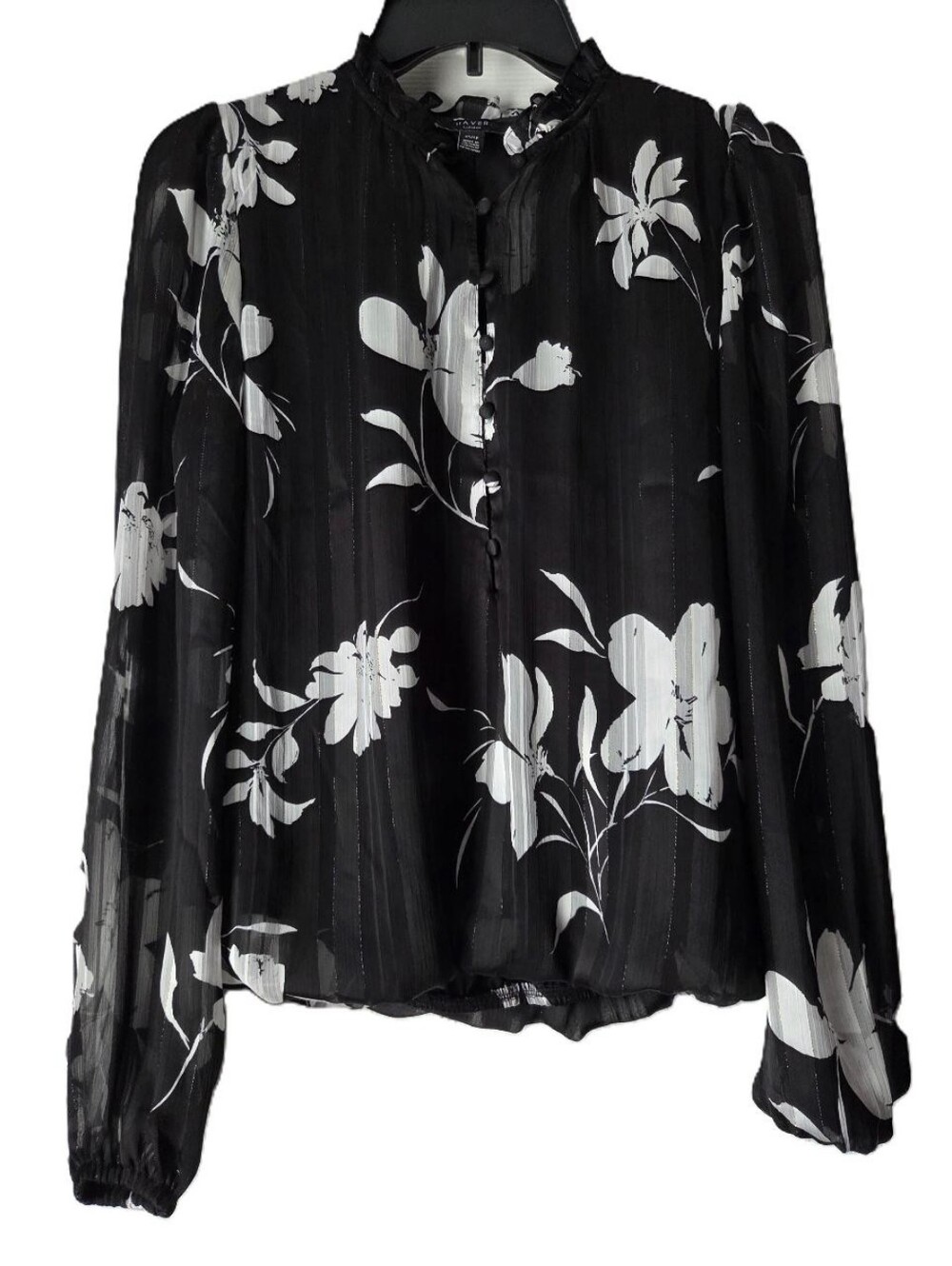 Haver London Floral Button-Front Women's Blouse Size XS